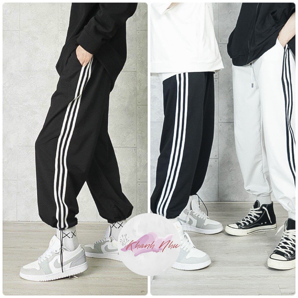 Quần Jogger 3 Sọc Rút Dây- Ống Rộng Thể Thao Unisex Nam Nữ Dáng Ulzzang