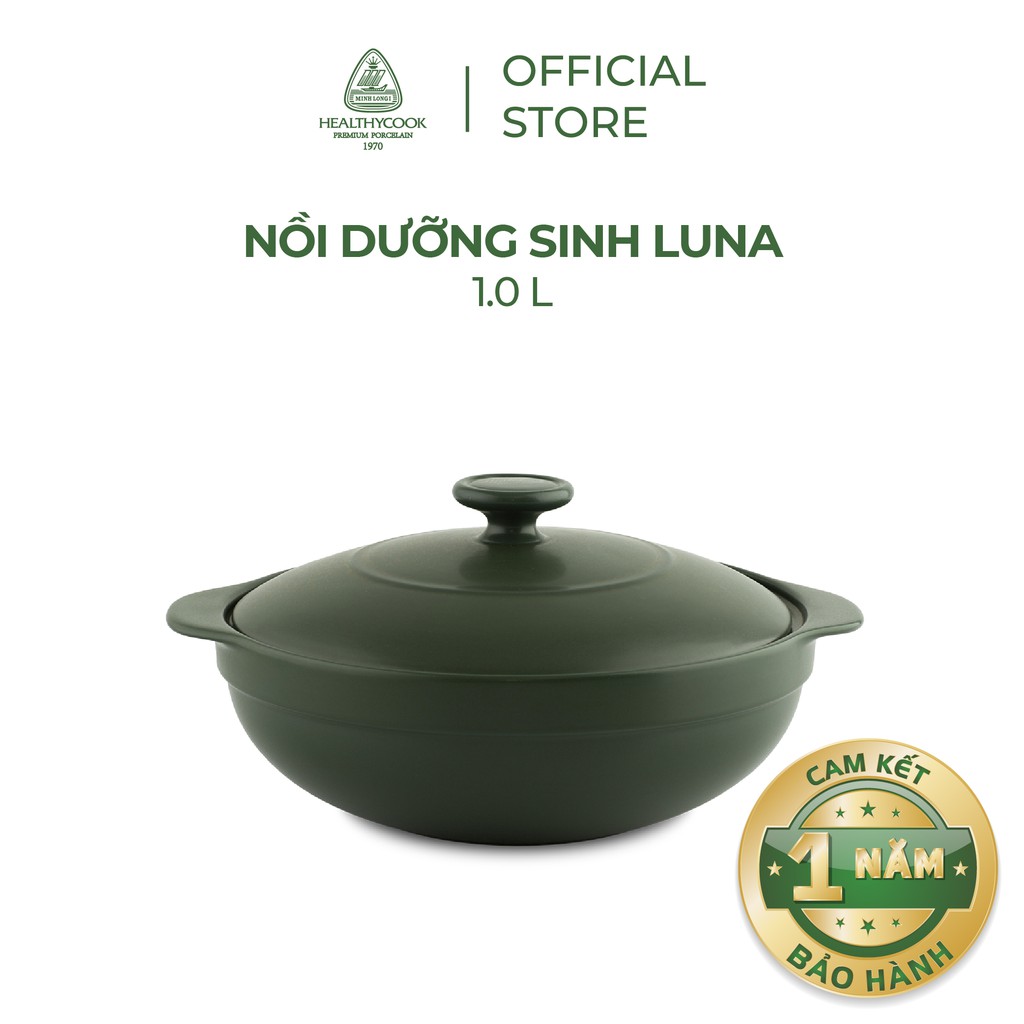 Nồi dưỡng sinh Luna 1.0 L Minh Long + nắp (CK) - Healthy Cook- Xanh Rêu