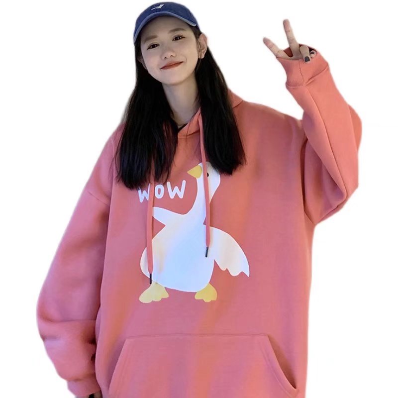 Áo hoodie dáng rộng in họa tiết hoạt hình phong cách Hàn Quốc thời trang cho nam và nữ size M-5XL