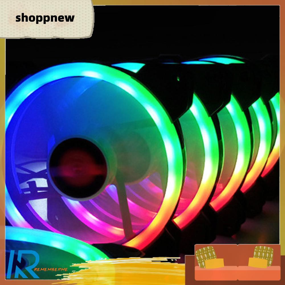 Shoppnew COOLMOON 12cm RGB Cooling Fan Desktop PC Case Quiet Large 4 Pin Radiator 