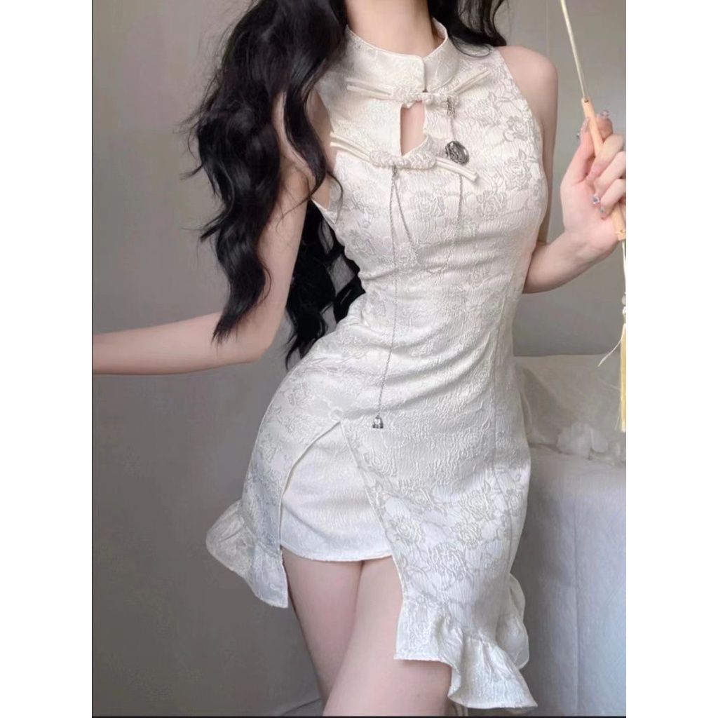 Sườn Xám Cách Tân Không Tay Xẻ Tà Phong Cách Trung Hoa Thời Trang Mùa Hè Hàng Mới Dành Cho Bạn Nữ