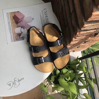 Giày sandal nữ đế trấu quai ngang đen, dép quai hậu đi học - DatShoes S02B
