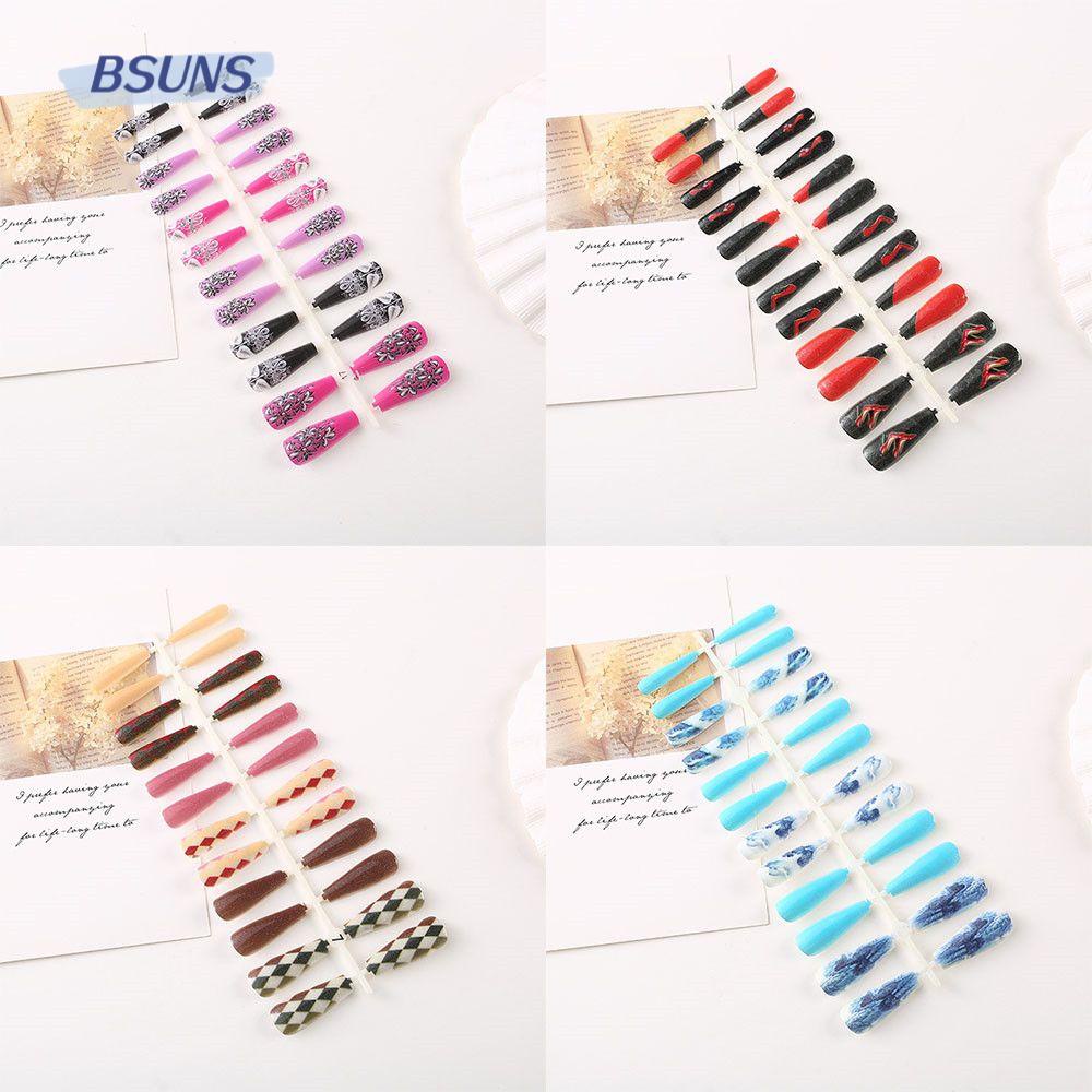 Bsuns Set 24 Móng Tay Giả Dài Bằng ABS Cho Nữ