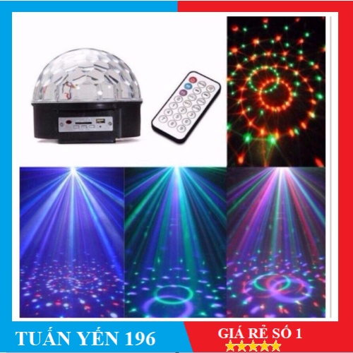 [GIÁ TỐT] ĐÈN LED QUẢ CẦU QUAY CẢM ỨNG XOAY PHA LÊ 7 MÀU NHẤP NHÁY THEO NHẠC(TẶNG KÈM USB VÀ ĐIỀU KIỂN)