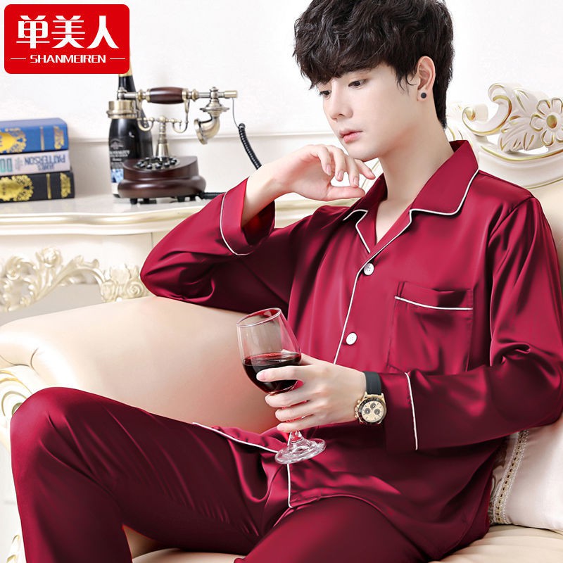 Bộ ngủ lụa Pijama nam màu trơn chất siêu đẹp (Hàng có sẵn)214YTUYT