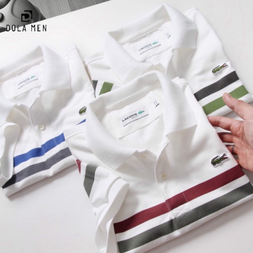 Áo Thun ngắn tay Polo Có Cổ Lacoste Sọc Ngang Nam - 3 Màu- có size bé XS