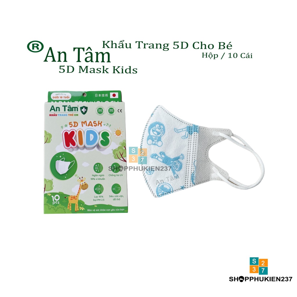 10 Cái Khẩu Trang Cho Bé 5D An Tâm Hàng 3 Lớp Vải SMS Nhiều Mẫu Mã