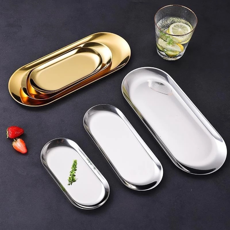 Khay đựng món tráng miệng/trang sức đa năng bằng thép không gỉ