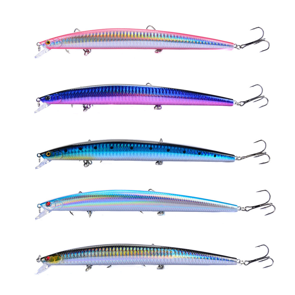 Mồi Câu Cá Giả Bằng Nhựa Cứng 18cm / 24g Kèm 2 Lưỡi Câu# Mồi Câu Cá Giả Mắt 3D Có Móc Chuyên Dùng