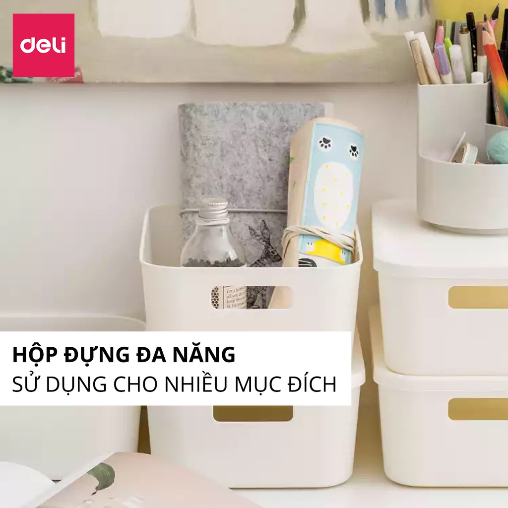 Hộp Đựng Đồ Có Nắp Deli Cỡ Siêu Lớn Có Tay Cầm Đa Năng Nắp Đậy Chống Bụi, Hộp Đựng Quần Áo, Đồ Chơi