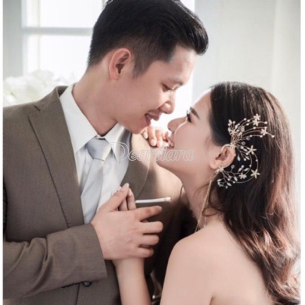 2 khuyên vành tai gắn đá thời trang cô dâu