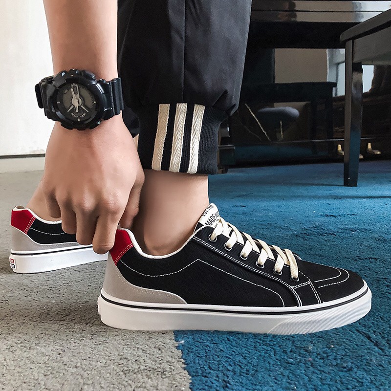 Giày Thể Thao Nam Vans Đen, Thân Vải Đế Cao Su Êm, Bền Đẹp, Hót Treand 2021 - Mã m5566