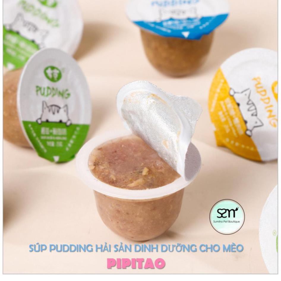 Súp dinh dưỡng vị hải sản cho chó mèo Pipitao (1 hũ nhỏ 25gr) dạng viên pudding