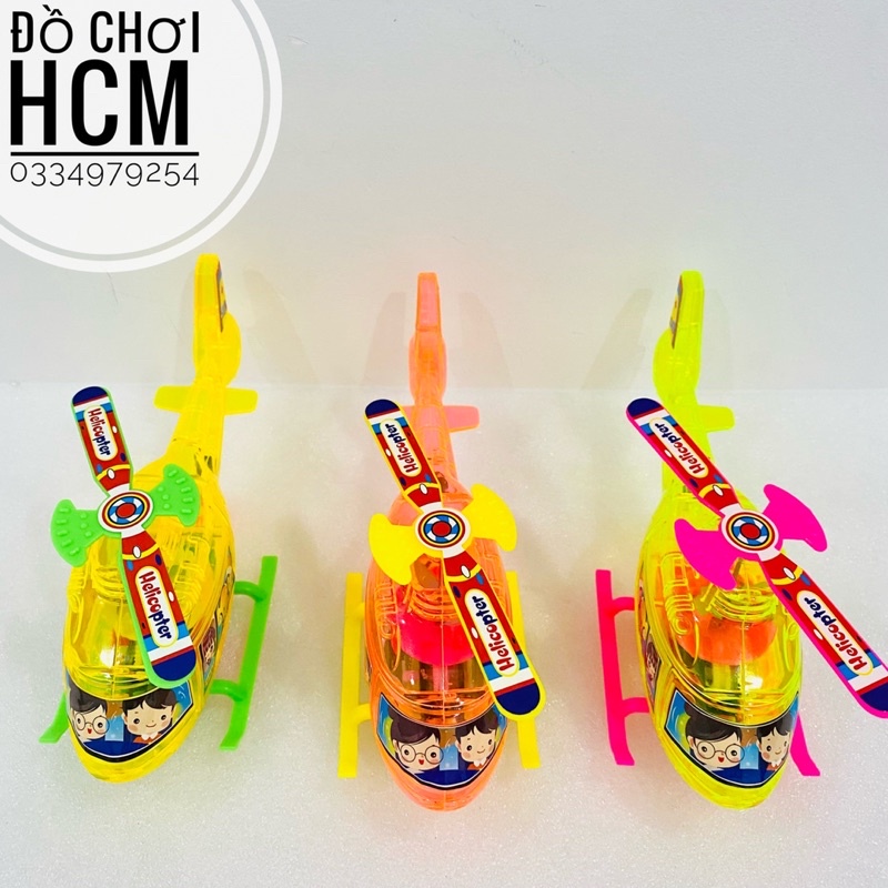 Đồ chơi máy bay trực thăng chạy bằng cót dây sáng đèn cho bé thích khám phá mô hình tàu bay