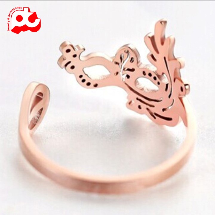 Nhẫn titan nữ freesize mặt nạ cách điệu cao cấp thép không gỉ titanium PTNNUT49