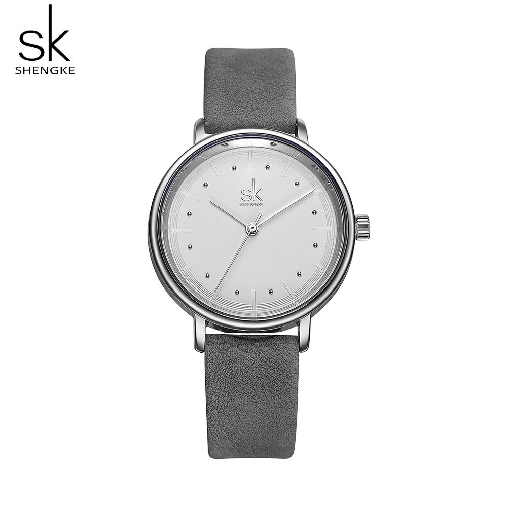 ( L451  ) Đồng hồ nữ Shengke đơn giản dây đeo bằng da retro thiết kế thời trang mini(SUBII)