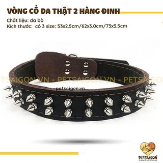 Vòng cổ da thật 2 hàng đinh cho chó