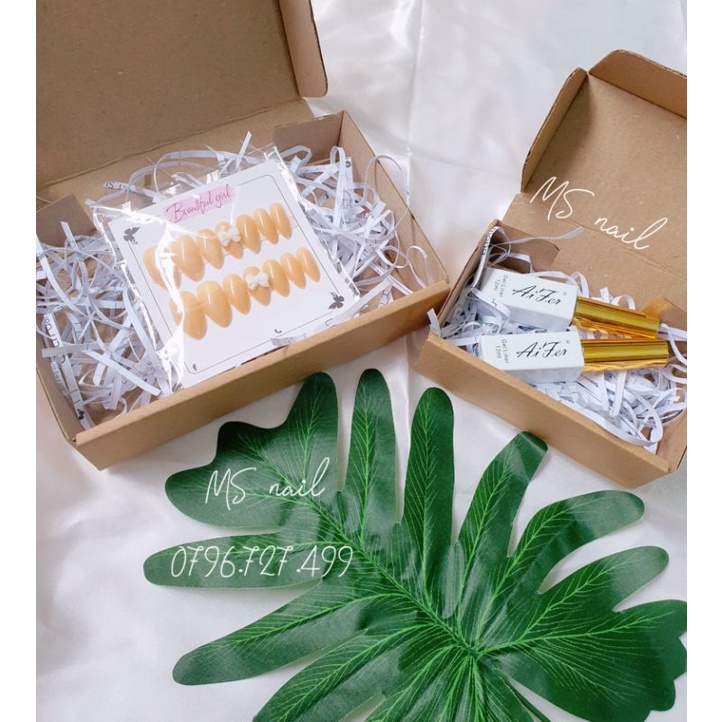Hộp gói hàng, hộp gói móng úp, hộp gói nail box,  rơm gói hàng.
