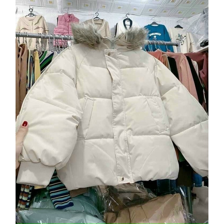 Áo Khoác Phao Nữ Nón Lông Cao Cấp Kiểu Phao Bánh mì Ba Lớp Mặc Bao Ấm áp Hình Ảnh Thật Nón Có Thể Tháo Rời Hàng Quảng Ch