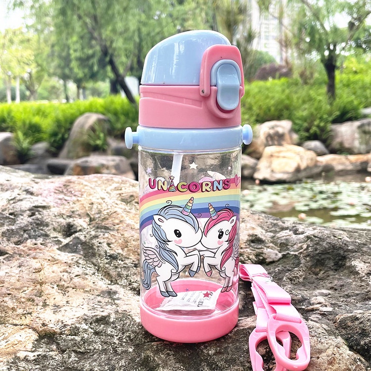 Socute Bình Nước Hình Người Nhện / Mèo Máy 450ml Có Dây Đeo