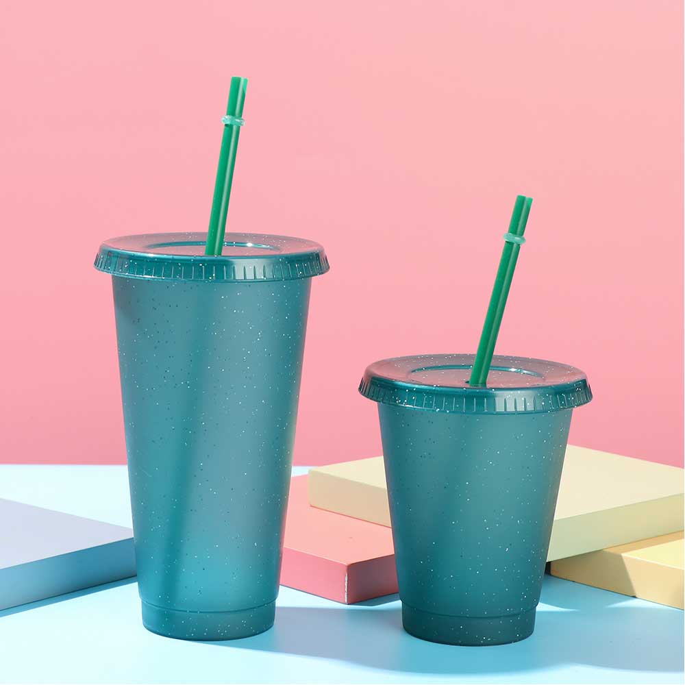 1 Ly Uống Nước Bằng Nhựa Có Ống Hút Tái Sử Dụng Được Kèm Ống Hút Nhiều Màu Sắc