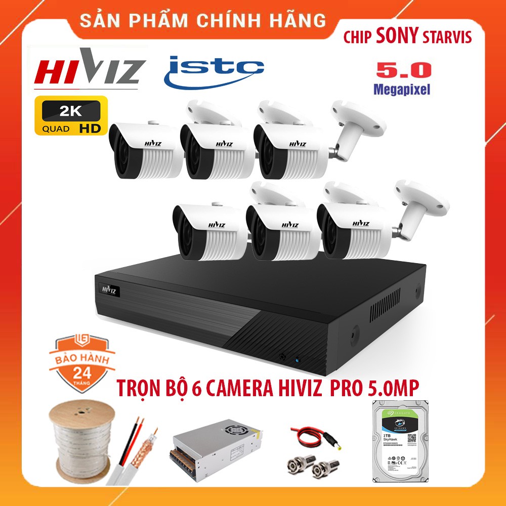 Bộ Camera giám sát HIVIZ Pro 5.0MP {2K} Siêu nét - Đủ Bộ [5/6/7/8 Camera] 5.0MP, Kèm HDD, Đầy đủ phụ kiện lắp đặt