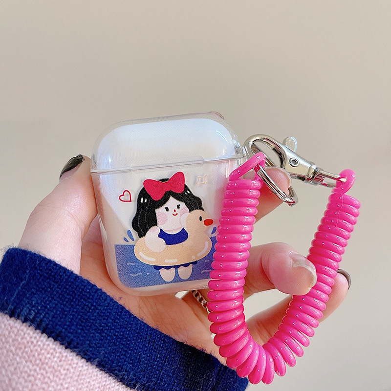 Vỏ Bảo Vệ Hộp Sạc Tai Nghe airpods 1 2 Pro 3rd Generation Pro 1/2 Trong Suốt Chống Sốc Họa Tiết Hoạt Hình Kèm Dây Đeo Kiểu Nhật Hàn