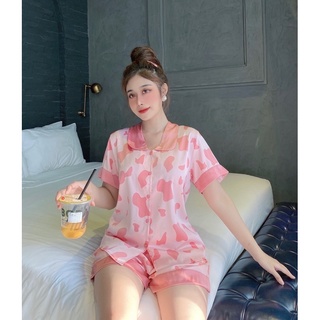 Đồ bộ pijama cổ sen bò sữa