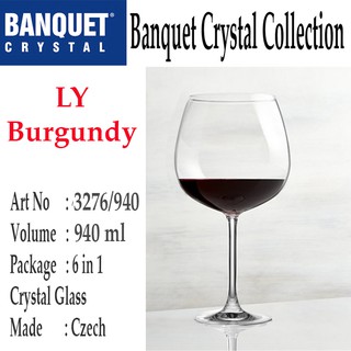 Bộ 6 ly pha lê uống rượu vang 940 ml Tiệp Khắc