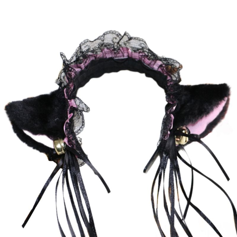 Băng Đô Tai Mèo Phối Ren Và Chuông Phong Cách Lolita Cho Nữ