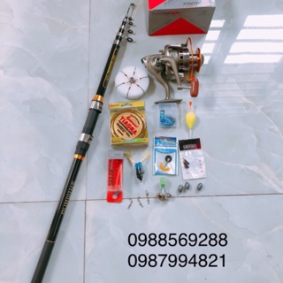 Combo bộ cần rút shimano 2,4m và máy yomoshi lc 7000 6000 5000 4000