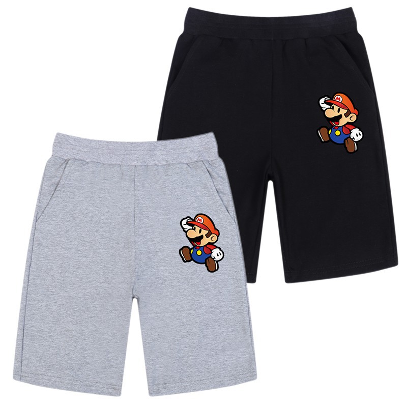 Quần đùi jogger họa tiết super mario cho bé trai gái