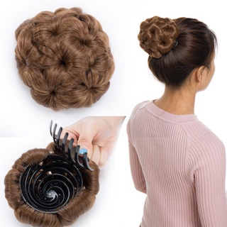 Búi Tóc Giả Xoăn Màu Đen/Nâu Thời Trang Cho Nữ