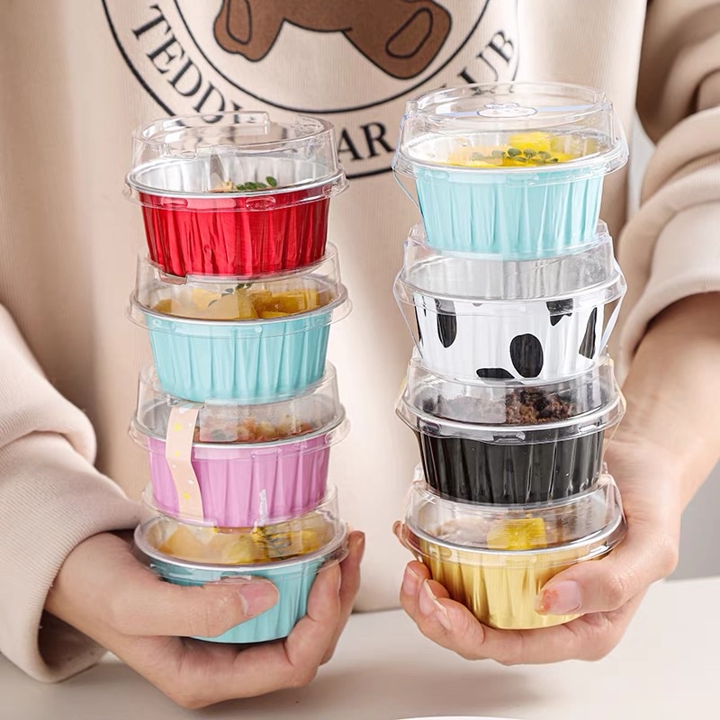 Hộp nhôm đựng bánh  combo 50 cup nhiều màu