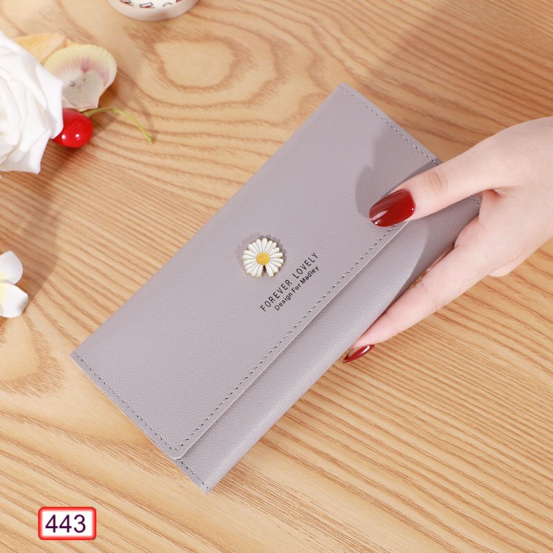 VÍ DÀI NỮ CẦM TAY NHIỀU NGĂN ĐÍNH HOA CÚC 443 THỜI TRANG