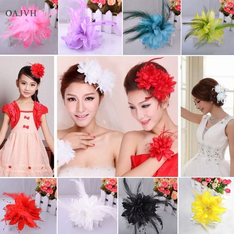 Ghim Cài Áo Hình Bông Hoa Phối Lông Vũ Thời Trang Cho Nữ