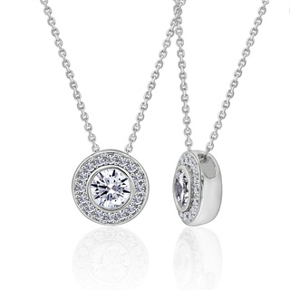 [Gemour] Vòng cổ Perfect Circle bạc Ý silver  925 cao cấp mạ Platinum đá Cubic Zirconia trắng quà tặng đẹp