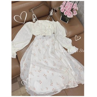 Combo Đầm Midi Hoa Mix Áo Croptop 2 Dây 🦋FREESHIP🦋 Linh Dilys Store