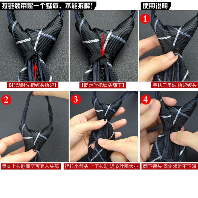 Cà Vạt 8cm Màu Đen / Xanh Phối Khóa Kéo Thời Trang Công Sở Cho Nam