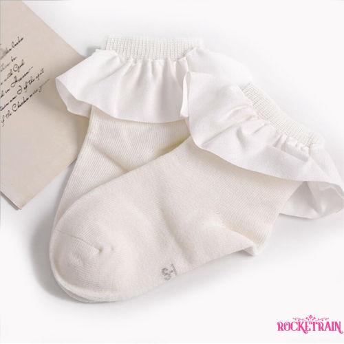 Vớ cotton phối ren chống trượt cho bé gái