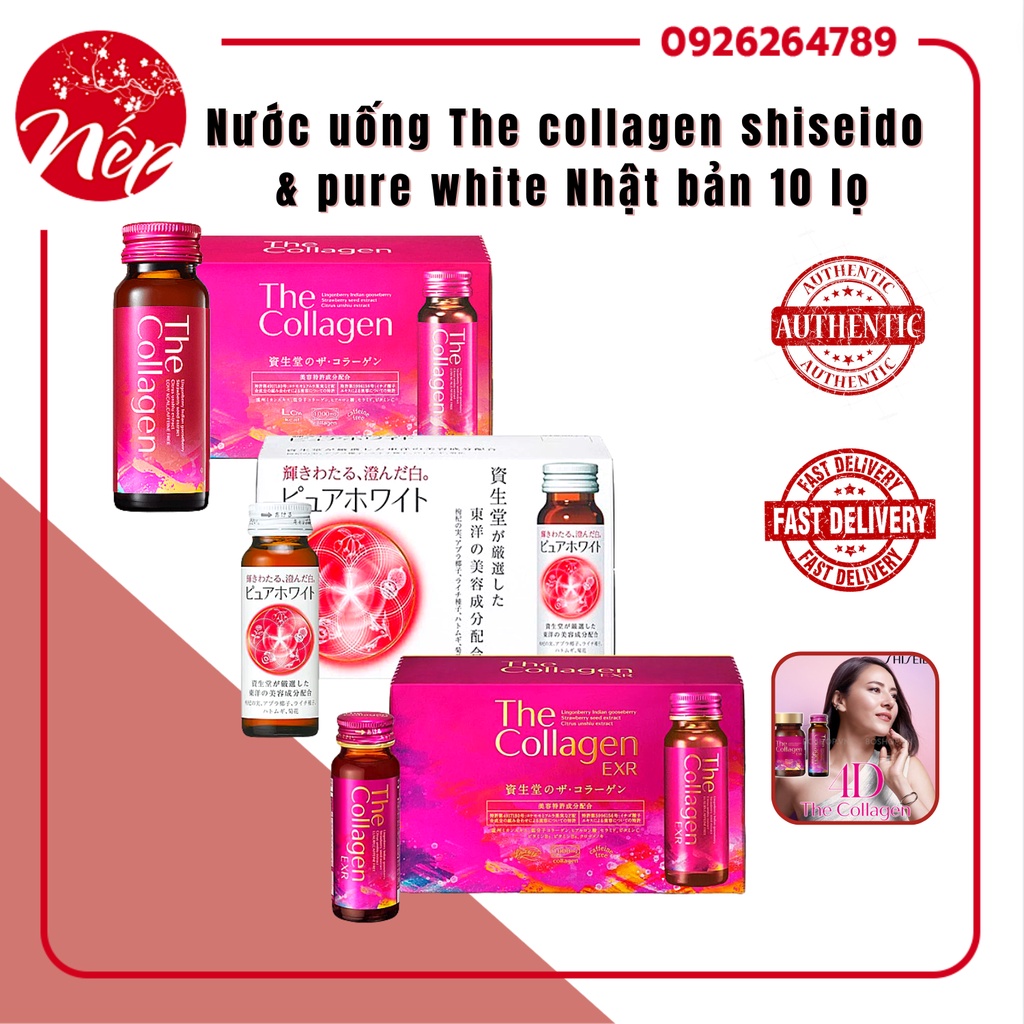 Nước uống The collagen shiseido & pure white Nhật bản 10 lọ