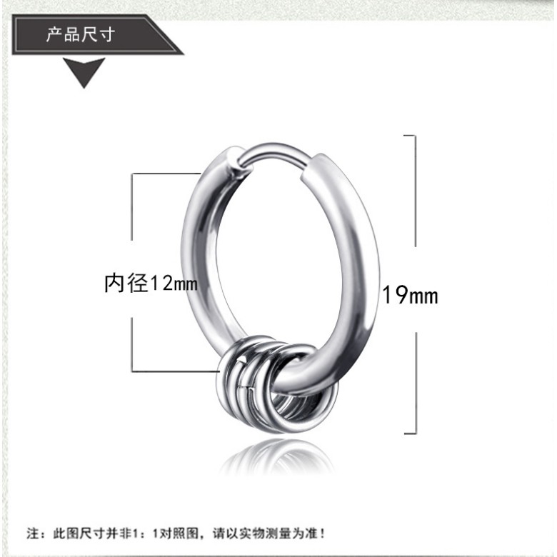 Bông tai tròn bằng thép titan không cần xỏ khuyên màu trơn phong cách hip hop thời trang cho nam