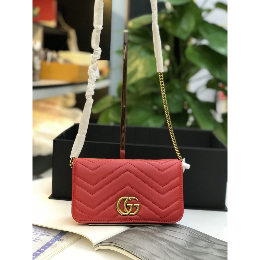 Túi GG marmont super sale size 18cm màu đỏ