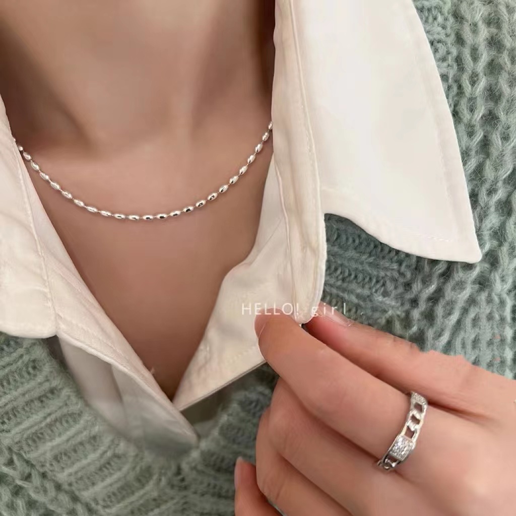 Vòng Cổ choker Xỏ Hạt Màu Bạc Xiaomi Thời Trang Sang Trọng Cho Nữ