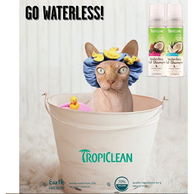 Dầu Tắm Khô Hữu Cơ Tropiclean Organic Waterless Shampoo 220ml