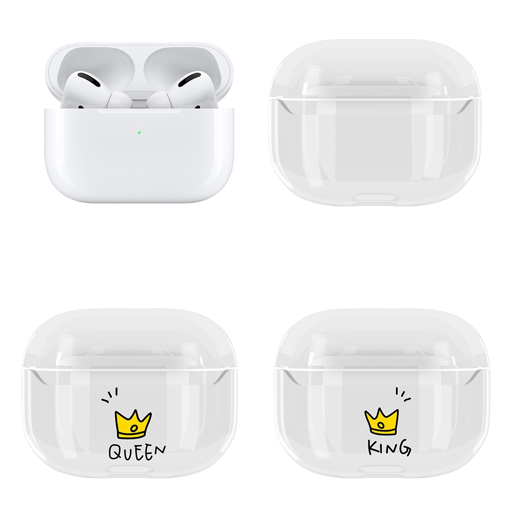 Vỏ bảo vệ hộp sạc tai nghe Airpods Pro bằng PC cứng trong suốt in hình dễ thương