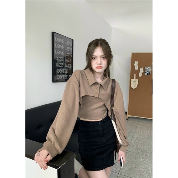 SET ÁO BA LỖ KÈM ÁO CROPTOP POLO