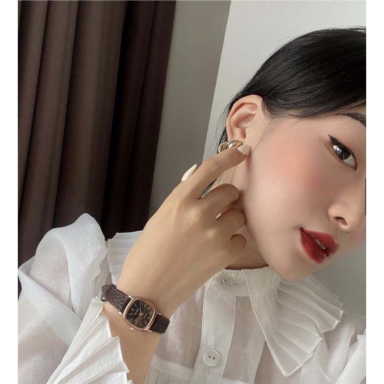 Đồng Hồ Nữ Chính Hãng RATE Dây Da Cao Cấp Mặt Vuông Đẹp Thời Trang Vintage Giá Rẻ Thời Tang HM