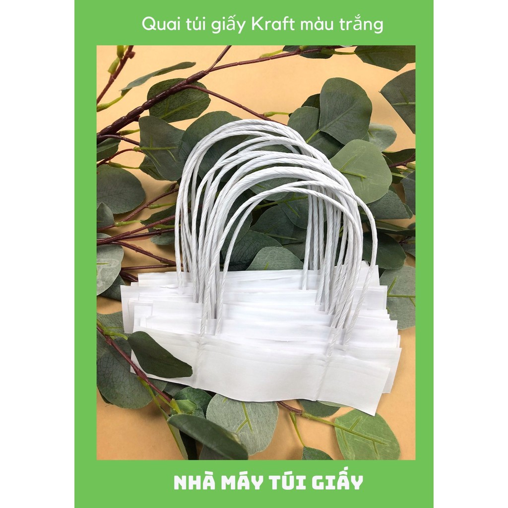 [SET 100 ĐÔI] Quai túi giấy Kraft Trắng [ ẢNH THẬT ]