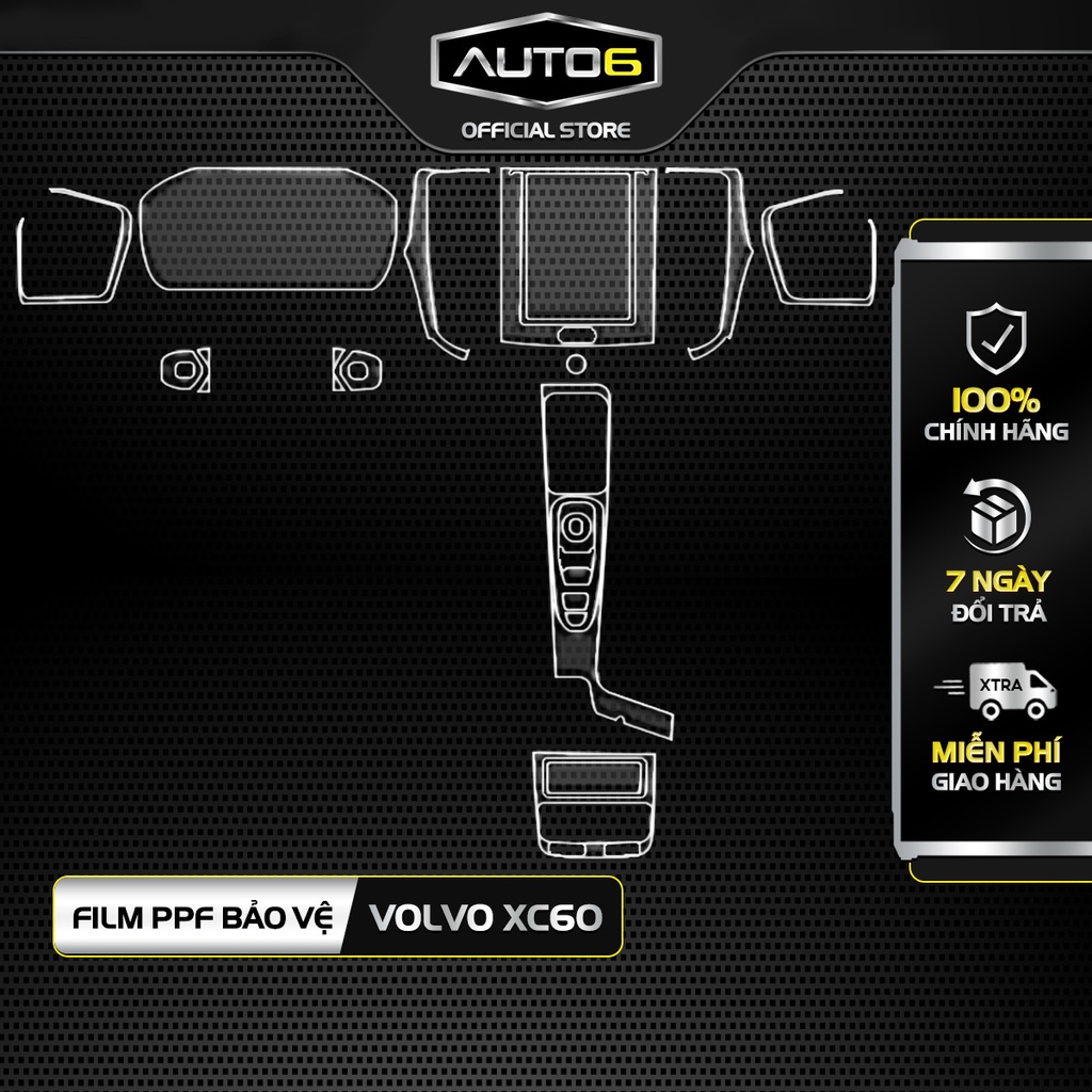 Bộ 6 chi tiết Film PPF trong suốt dán xe VOLVO XC60 2017-2023 chống xước bảo vệ nội thất ô tô - AUTO6